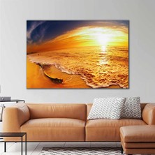 SML Tablo Gün Batımı Manzara Doğa Dalga Köpük Deniz Güneş Kanvas Tablo