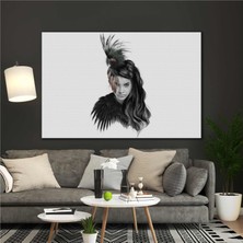 SML Tablo Kuş Saçlı Kadın Model Woman Kanvas Tablo