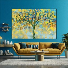 SML Tablo Yağlı Boya Efektli Soyut Ağaç Sonbahar Gold Yaprak Manzara Doğa Kanvas Tablo