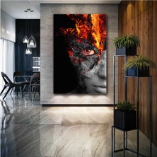 SML Tablo Ateş Kafalı Yanan Mermer Efektli İnsan Dekor Art Kanvas Tablo