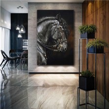 SML Tablo Siyah At Asalet Hayvan Dekoratif Kanvas Tablo