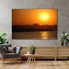 SML Tablo İstanbul Boğazında Gün Batımı Ayasofya Sultan Ahmet Manzaralı Kanvas Tablo