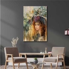 SML Tablo Renkli Şapkalı Soyut Kadın Akan Damlalar Yağlı Boya Efektli Kanvas Tablo