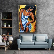 SML Tablo Yağlı Boya Efektli Nü Kadın Elbise Makyaj Kanvas Tablo