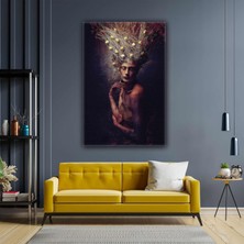 SML Tablo Gözü Kapalı Çiçek Saçlı Kadın Doğa Model Woman Kanvas Tablo