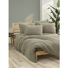 Cotton Box Crepe Penye Çift Kişilik Lastikli Çarşaflı Nevresim Takımı Vizon