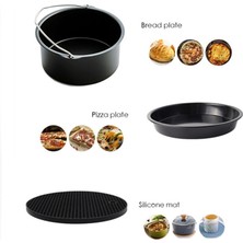 Yuandong 15 Parça 8 Inç (20cm) Yui / Xiaomi / Philips / Kumtel Uyumlu Air Fryer Aksesuarları Set - Siyah (Yurt Dışından)