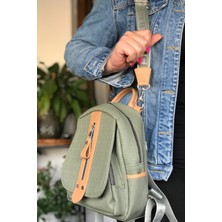 Just Polo Çok Bölmeli Astarlı Ayarlanabilir Askılı Kadın Sırt Çantası 4058-GD Yeşil