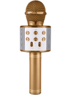 Blupple WS-858 Karaoke Mikrofon Bluetooth, Usb, Hafıza Kartı ve Aux Girişli Gold - Altın Renkli