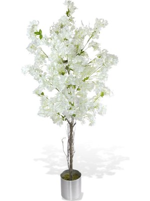 Nettenevime Yapay Beyaz Begonvil Ağacı 195*75CM Doğal Görünümlü Yapay Ağaç Aleminyum Paslanmaz Saksılı