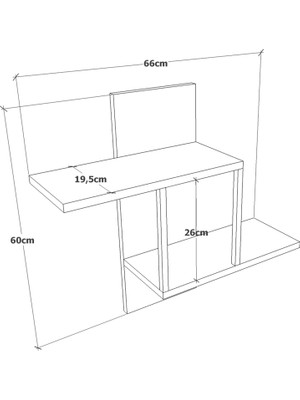 Nefes Design Metal Detaylı Ahşap Geometrik Duvar Rafı