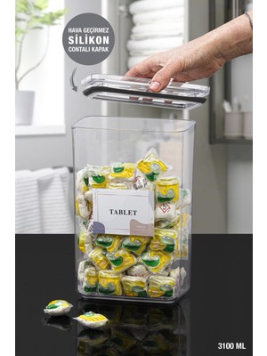 Okyanus Home Tablet Vakumlu Dikdörtgen 3.1 Lt Saklama Kabı