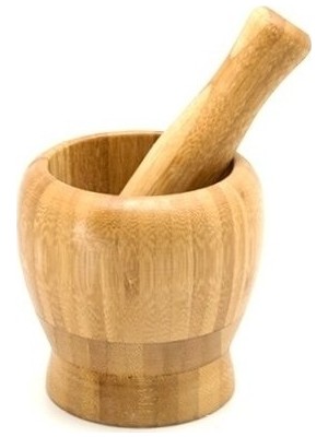 Doğa Ahşap Havan Cilalı Orta Boy Tombul 12 cm