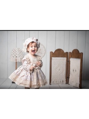Hly Karol Tekstil Vintage Model Çiçekli Elbise - Kız Çocuğu Abiyeleri - Doğum Günü Kıyafeti 0-9 Yaş Için Uygun - Çocuk Elbisesi - 0-7 Yaşa Uygun