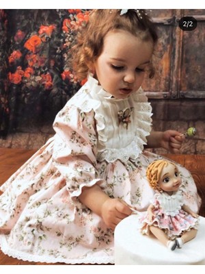 Hly Karol Tekstil Vintage Çiçek Detaylı Kız Bebek Elbisesi, Özel Dikim Kız Çocuk Elbisesi, Doğum Günü Elbisesi, Fotoğraf Çekim Elbisesi, Kız Bebek Hediyesi, 0-7 Yaşa Uygun