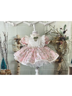 Hly Karol Tekstil Vintage Çiçek Detaylı Kız Bebek Elbisesi, Özel Dikim Kız Çocuk Elbisesi, Doğum Günü Elbisesi, Fotoğraf Çekim Elbisesi, Kız Bebek Hediyesi, 0-7 Yaşa Uygun