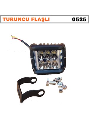 Friemats LED Bar Off Road Delici 6 LED Beyaz Işık - Turuncu Flaşlı - Siyah Çerçeve 1 Adet - Dönmezotoaksesuar