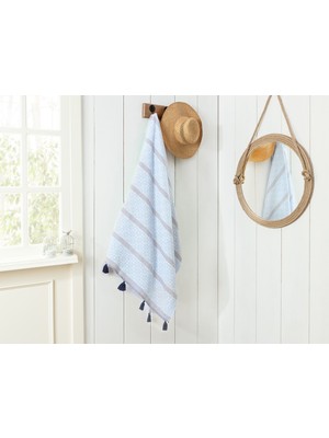 Madame Coco Alliance Jakarlı Peştamal Mavi Gri