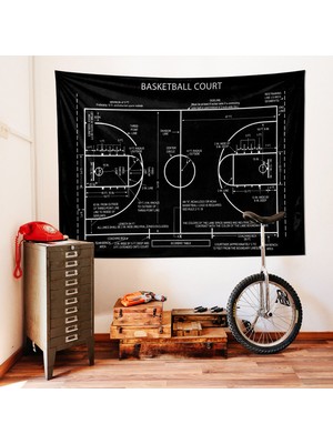 The Lucid Lab Basketball Court Chalkboard Duvar Örtüsü Basketbol Oda Dekorasyonu Çocuk Odası Duvar Dekorasyonu
