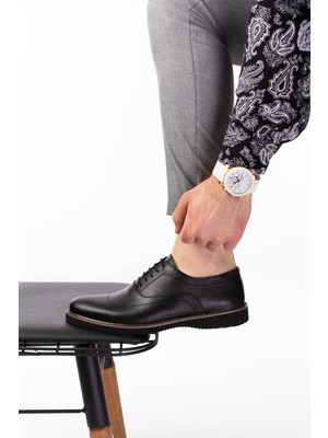 Depderi Hakiki Deri Klasik Erkek Ayakkabı Kısa Topuklu Taban ile Şık ve Rahat Kullanım