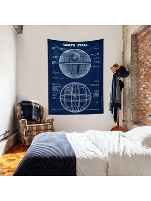 The Lucid Lab Death Star  Navyblue Star Wars Duvar Örtüsü