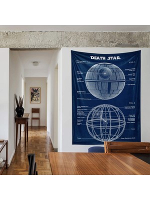 The Lucid Lab Death Star  Navyblue Star Wars Duvar Örtüsü