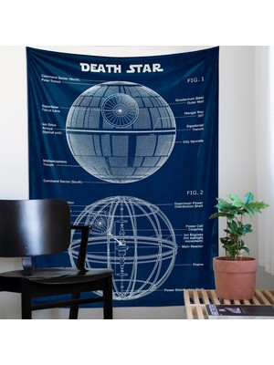 The Lucid Lab Death Star  Navyblue Star Wars Duvar Örtüsü