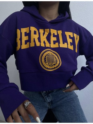 Pubblica Kadın Berkeley Baskılı Crop Mor Sweatshirt