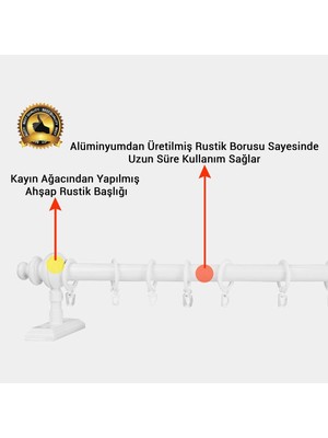 Genç Arzum Ahşap Rustik Perde Askısı -Raysız Rustik Borusu