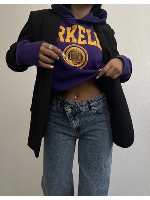 Pubblica Kadın Berkeley Baskılı Crop Mor Sweatshirt