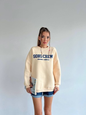 Pubblica Kadın Baskılı Şardonlu Krem Sweatshirt