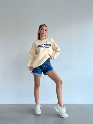 Pubblica Kadın Baskılı Şardonlu Krem Sweatshirt