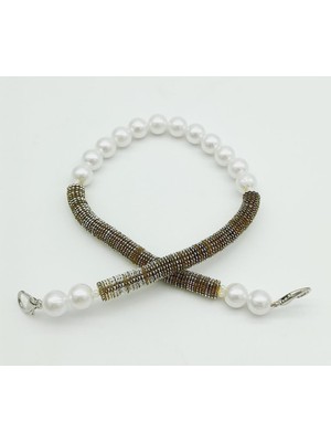 Angel Çanta Aksesuar 45 cm Akrilik Pullu Incili Çanta Sapı No:6