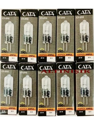 Cata CT-2112 12 Volt 20 Watt G4 Duylu Halojen Kapsül Ampul Günışığı 5 Adet