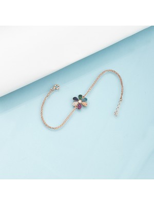 Miavi Silver 925 Ayar Gümüş Mix Taşlı Papatya Bileklik