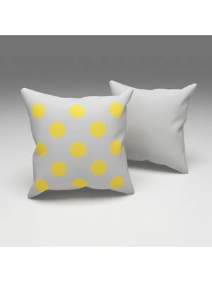 Tedz Collection Paredora Gri Üzeri Sarı Puantiyeli Kırlent Kılıfı