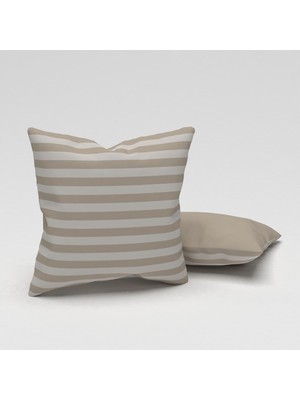 Tedz Collection Paredora Gri Bej Çizgili Kırlent Kılıfı