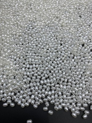 Hedef Bijuteri 25GR Beyaz Renk 5X3MM Lüks Kaplama Formsuz,şekilsiz Barok Yamuk Plastik Inci Boncuk #65 (~600 Adet)