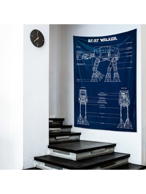 The Lucid Lab At- At Walker- Star Wars Duvar Örtüsü- Navyblue