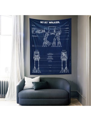 The Lucid Lab At- At Walker- Star Wars Duvar Örtüsü- Navyblue