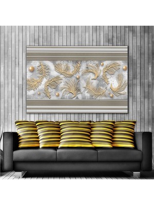 SML Tablo İnci Kuş Tüyü 3D Kabartma Modern Dekoratif Kanvas Tablo