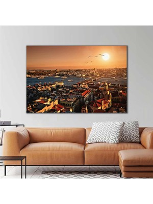SML Tablo İstanbul Galata Köprüsü Ayasofya Manzara Kanvas Tablo