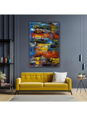 SML Tablo Yağlı Boya Görünümlü Soyut Modern Karışık Renkler Dokulu Kanvas Tablo