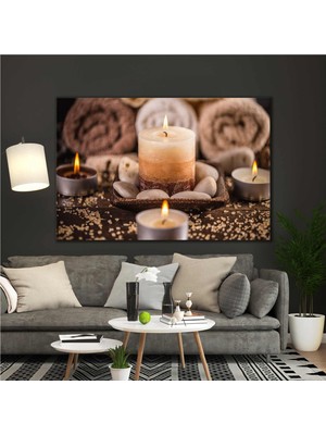 SML Tablo Makro Çekim Yanan Mumlar Dekorasyon Modern Kanvas Tablo