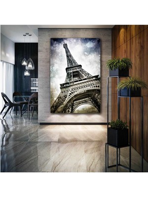 SML Tablo Alttan Çekilmiş Eyfel Kulesi Paris Şehir Manzara City Kanvas Tablo
