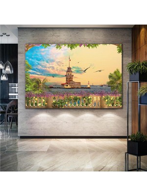 SML Tablo Kız Kulesi İstanbul Boğazı Manzara Kanvas Tablo