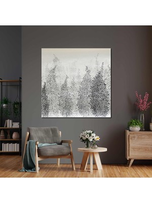 SML Tablo Çizgisel Ağaçlar Manzara Dekor Art Kanvas Tablo