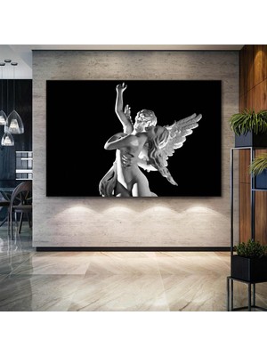 SML Tablo Birbirine Sarılan Melek Heykel Mermer Dekor Kanvas Tablo