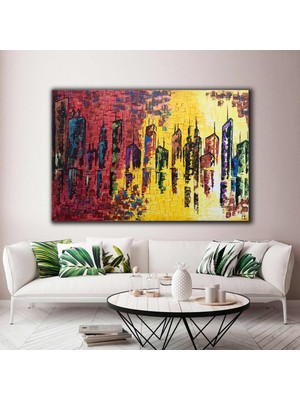 SML Tablo Soyut Renkli Şehir Art Manzara Doğa Kanvas Tablo