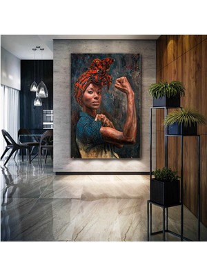 SML Tablo Kadın Gücü Feminizm Art Kadınlar Günü Afrikalı Kanvas Tablo